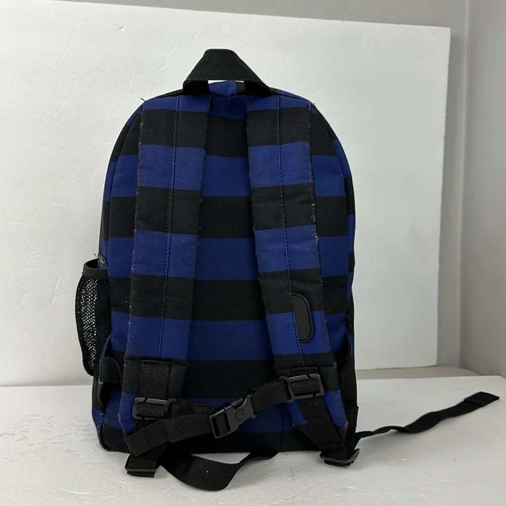 Herschel Kids Heritage Backpack Black/Blue Surf The Web Stripes